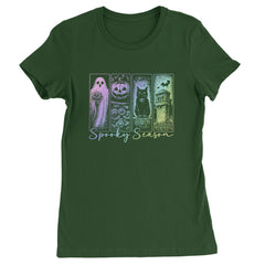 Spooky Season Cute Pastel Halloween Design Womens T-shirt Forest Green