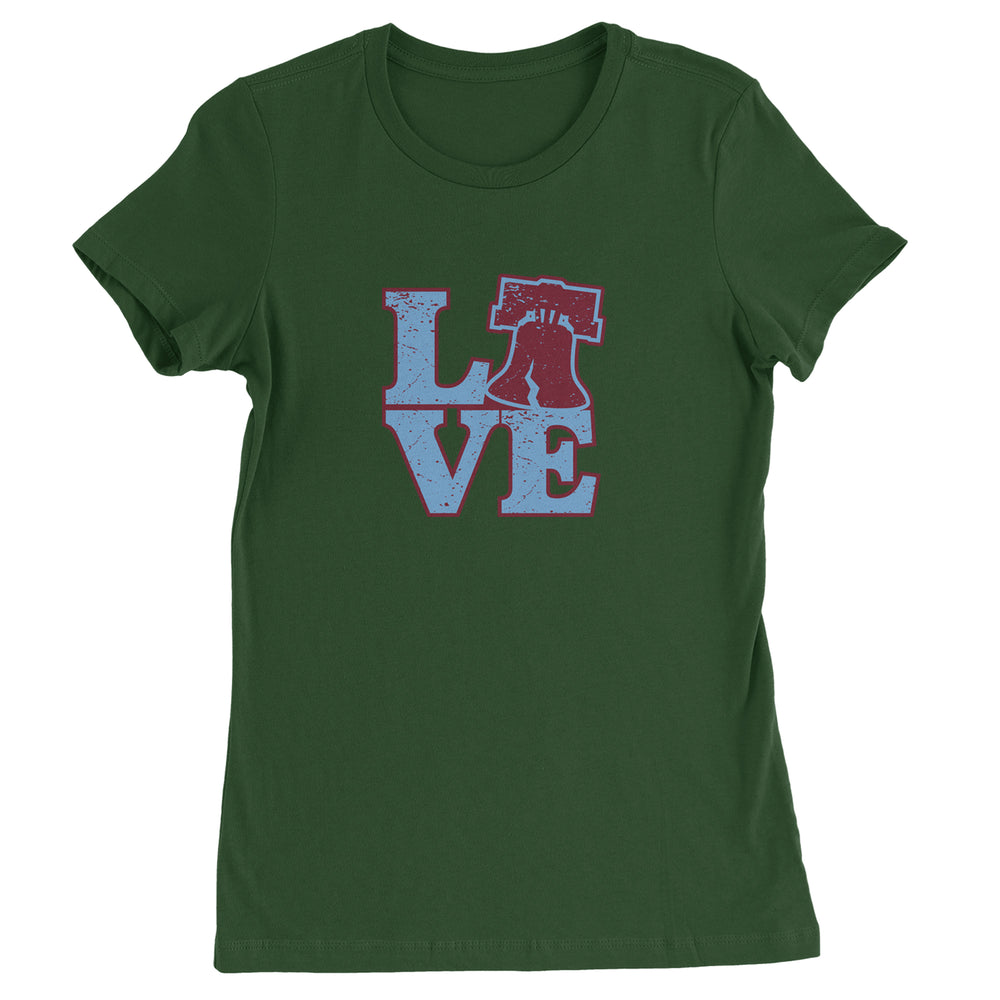 Love Philly Liberty Bell Womens T-shirt Forest Green