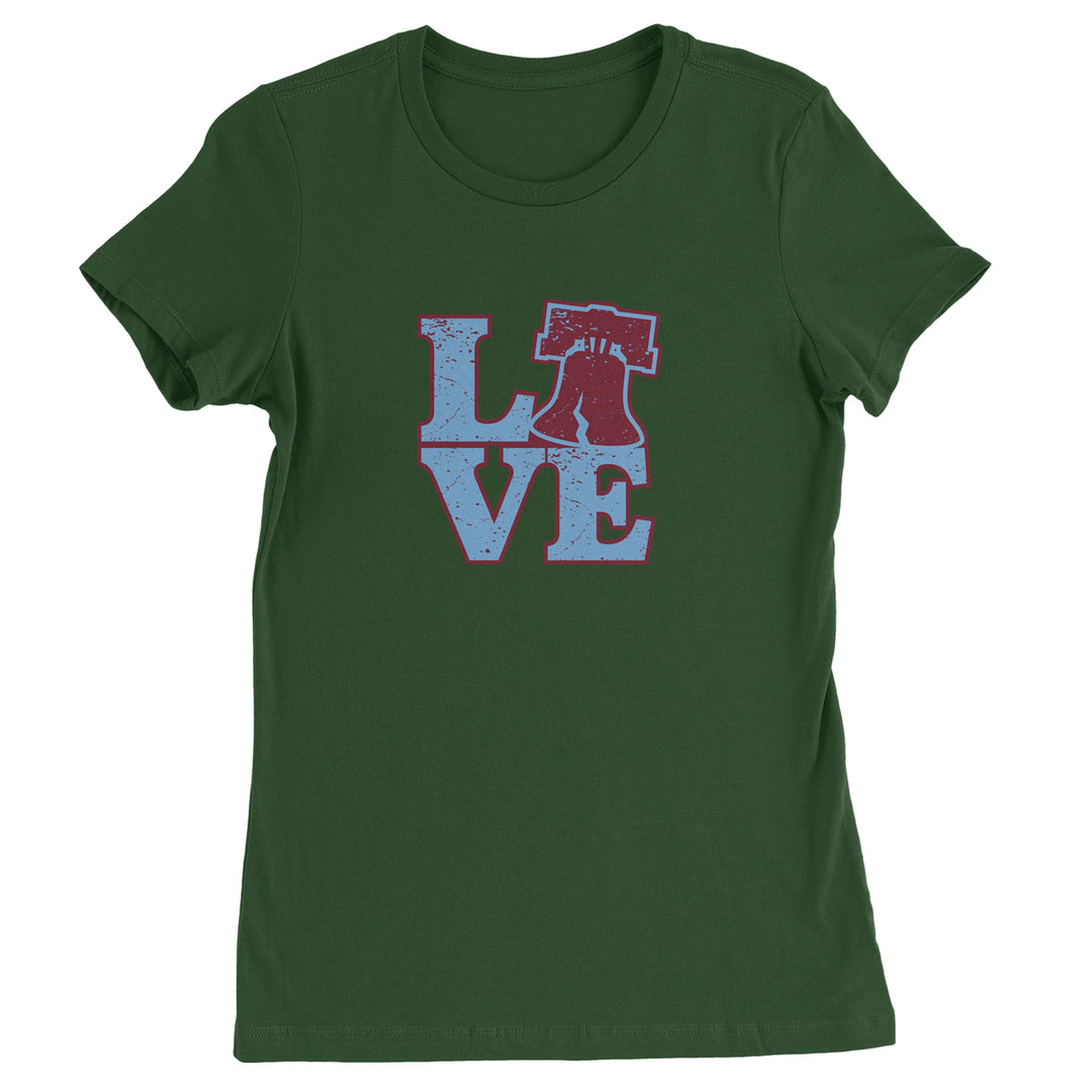 Love Philly Liberty Bell Womens T-shirt Forest Green