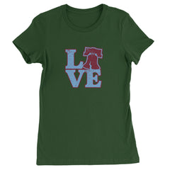 Love Philly Liberty Bell Womens T-shirt Forest Green