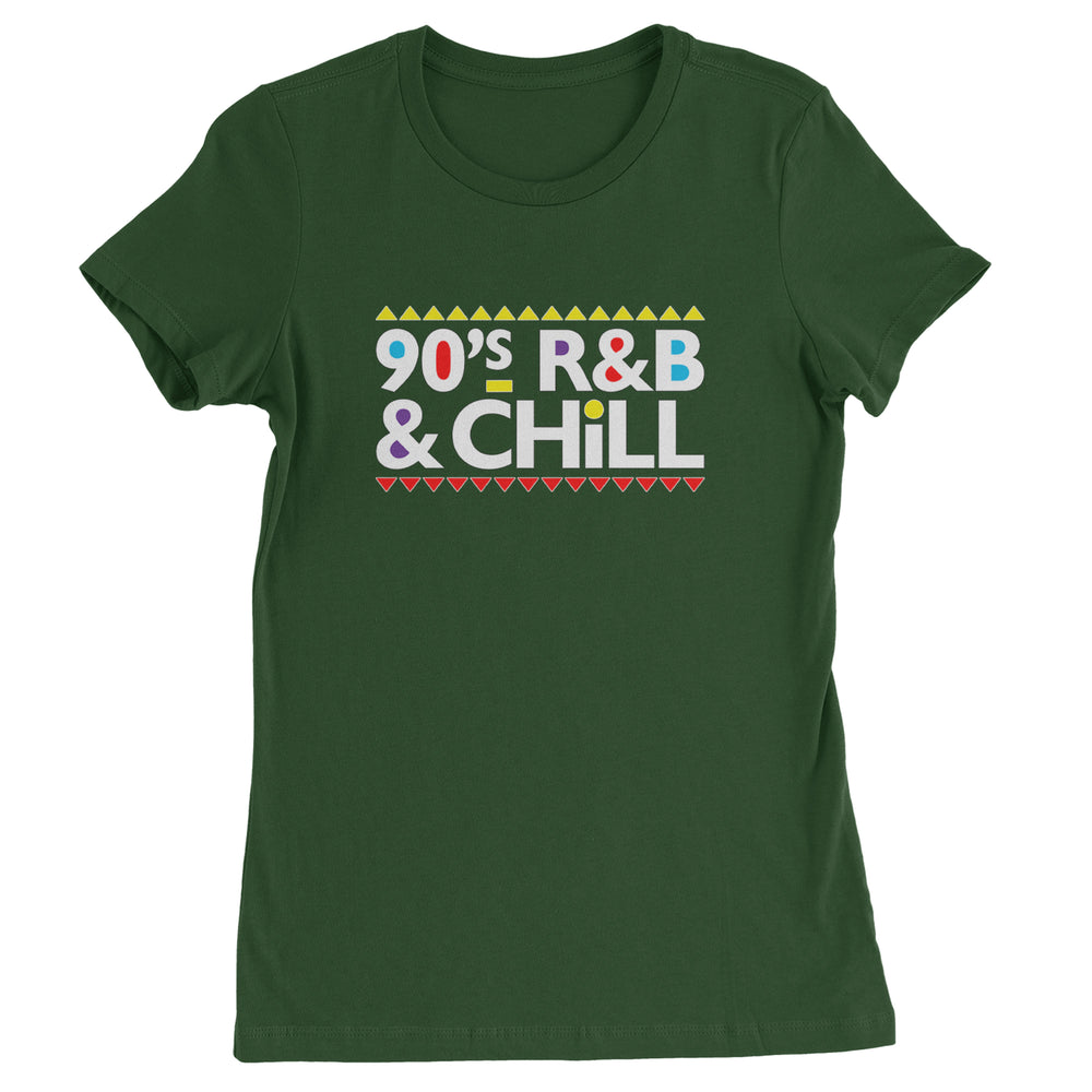 90s R&B and Chill Retro Throwback graphic on Women's Heavyweight Cotton T-Shirt in Forest Green