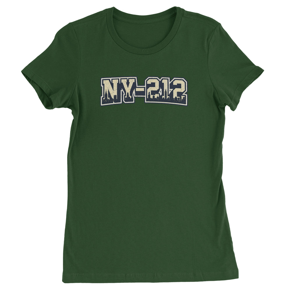 New York City 212 Area Code Skyline  Womens T-shirt Forest Green