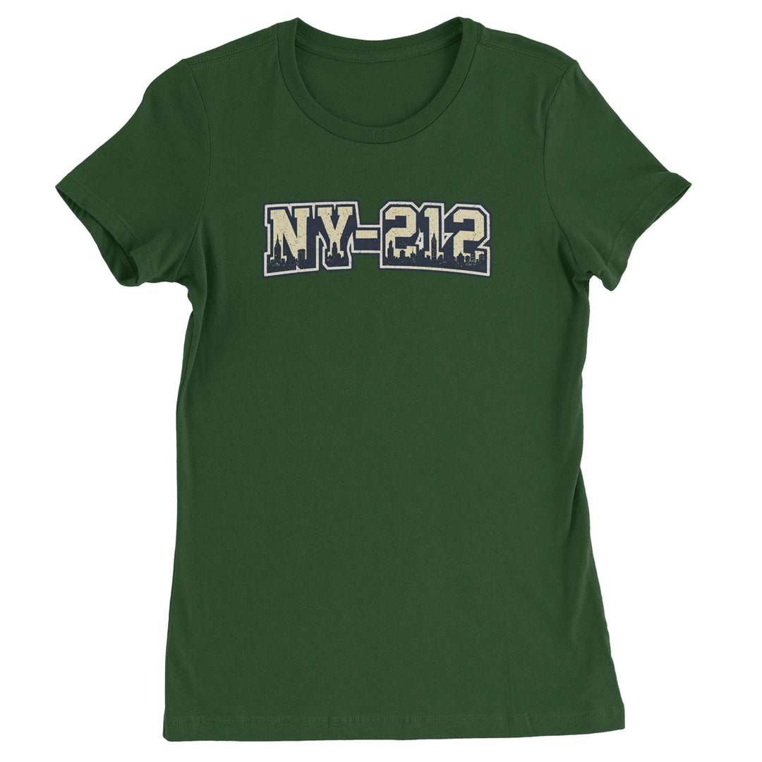 New York City 212 Area Code Skyline  Womens T-shirt Forest Green
