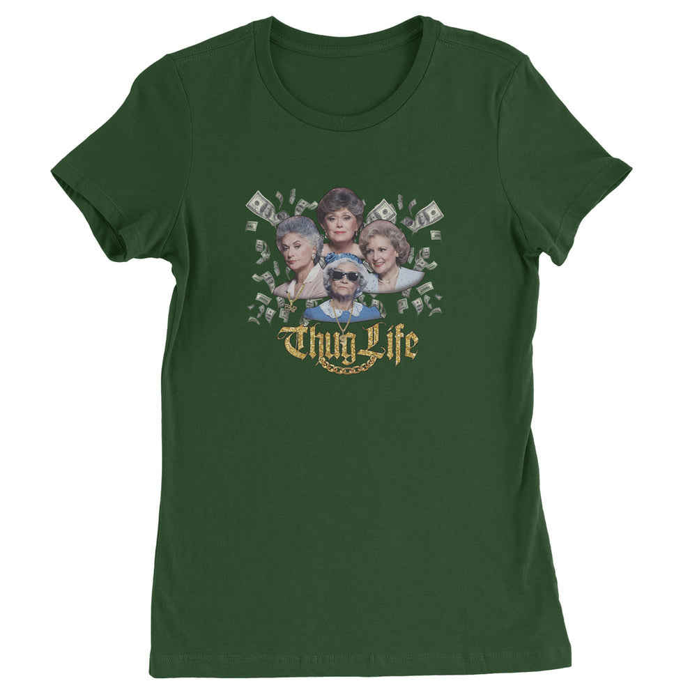 Golden Chain Thug Life Girls graphic on Women's Heavyweight Cotton T-Shirt in Forest Green
