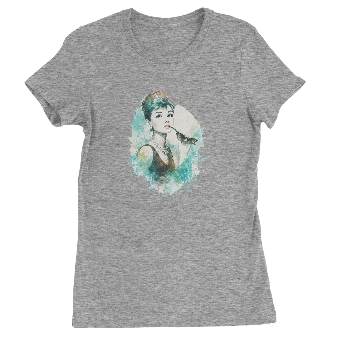 Mrs. Herpburn Iconic Watercolors Womens T-shirt Heather Grey