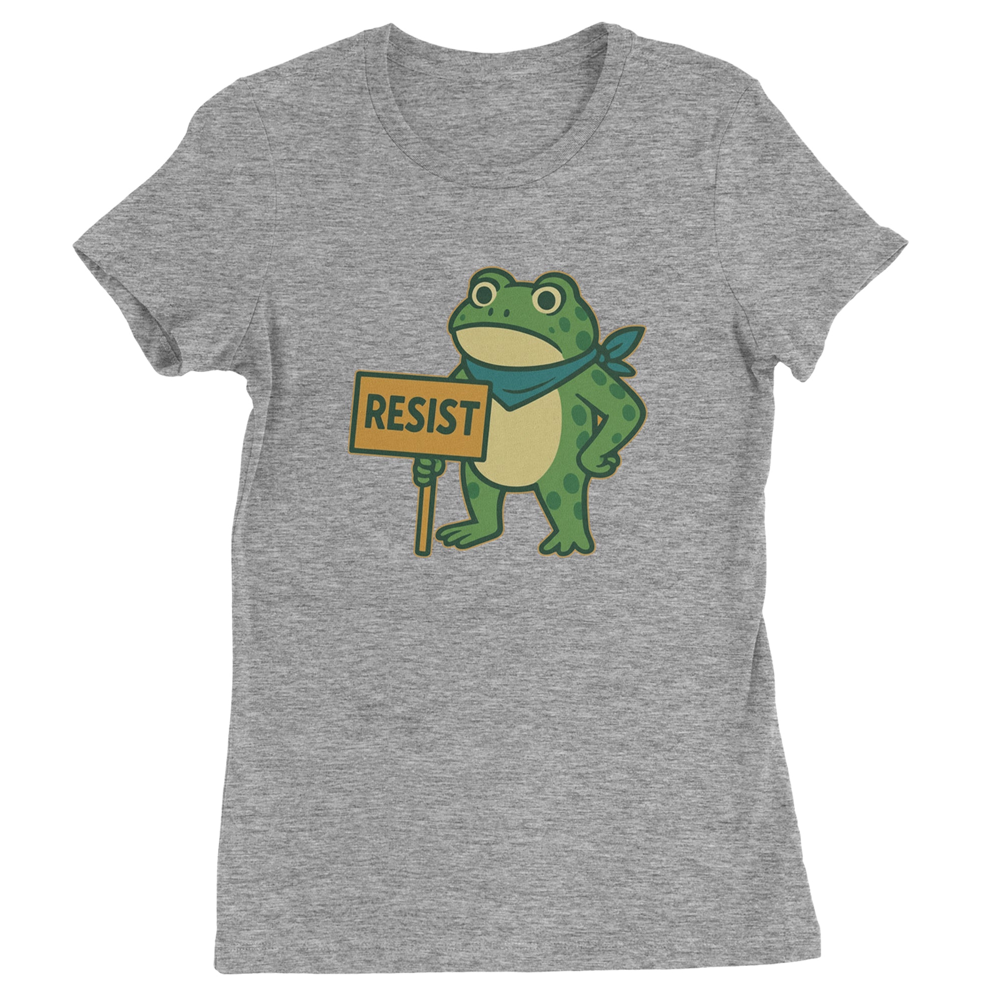 Sign Resist Meme Frog Protest Womens T-shirt Heather Grey