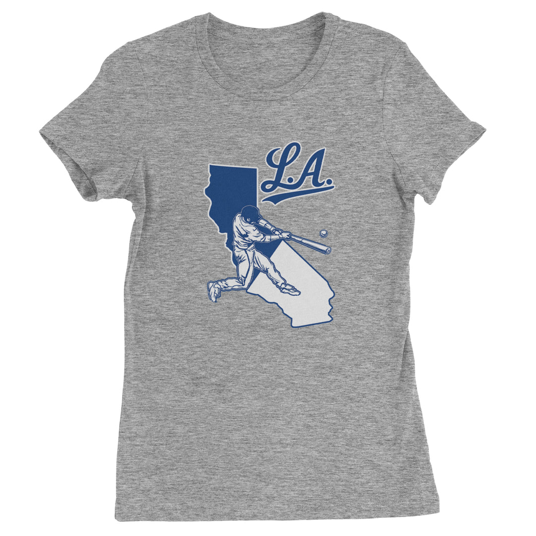 Los Angeles Baseball Batter Up Womens T-shirt Heather Grey