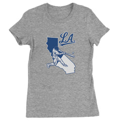 Los Angeles Baseball Batter Up Womens T-shirt Heather Grey