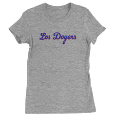 Los Doyers LA Baseball Womens T-shirt Heather Grey