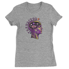 Psychedelic Cosmic Mushroom Head Womens T-shirt Heather Grey