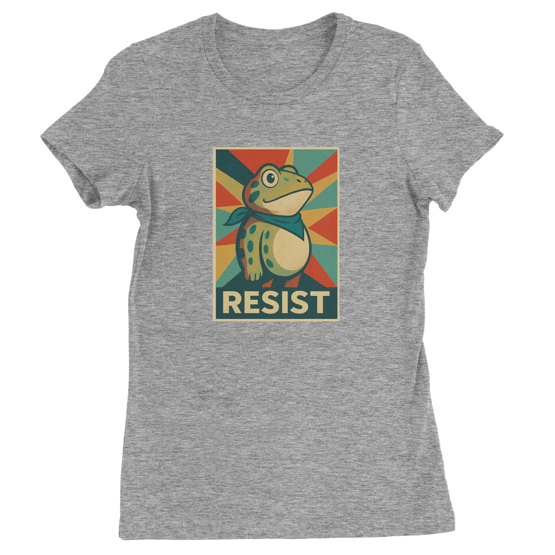 Resist Portland Protest Frog Womens T-shirt Heather Grey