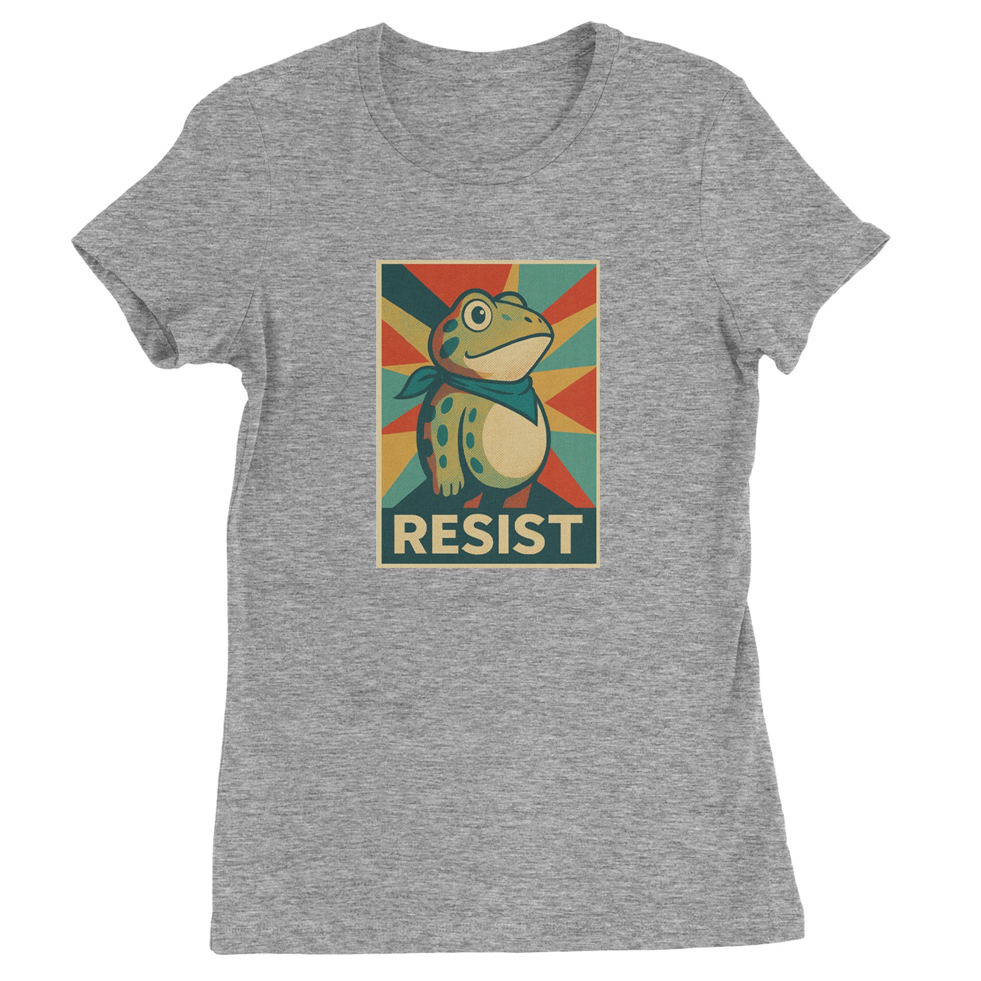 Resist Portland Protest Frog Womens T-shirt Heather Grey