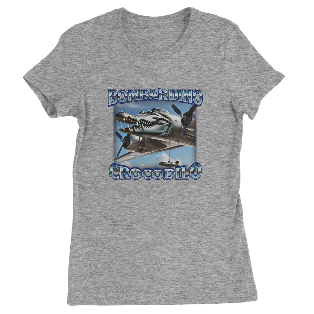 Bombardino Crocodilo Brainrot Womens T-shirt Heather Grey