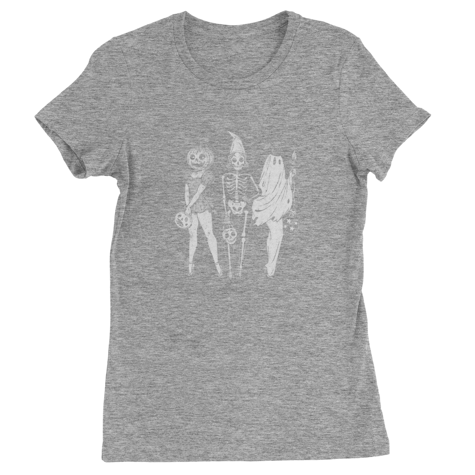 Vintage Spooky Squad Pinup Halloween Design Womens T-shirt Heather Grey