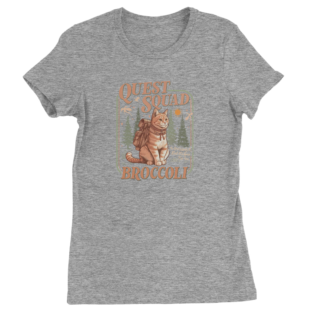 Quest Squad Broccoli Cat Fantasy Reader  Womens T-shirt Heather Grey