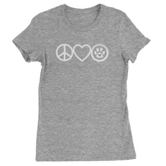 Peace, Love and TLC Dog Rescue Womens T-shirt Heather Grey