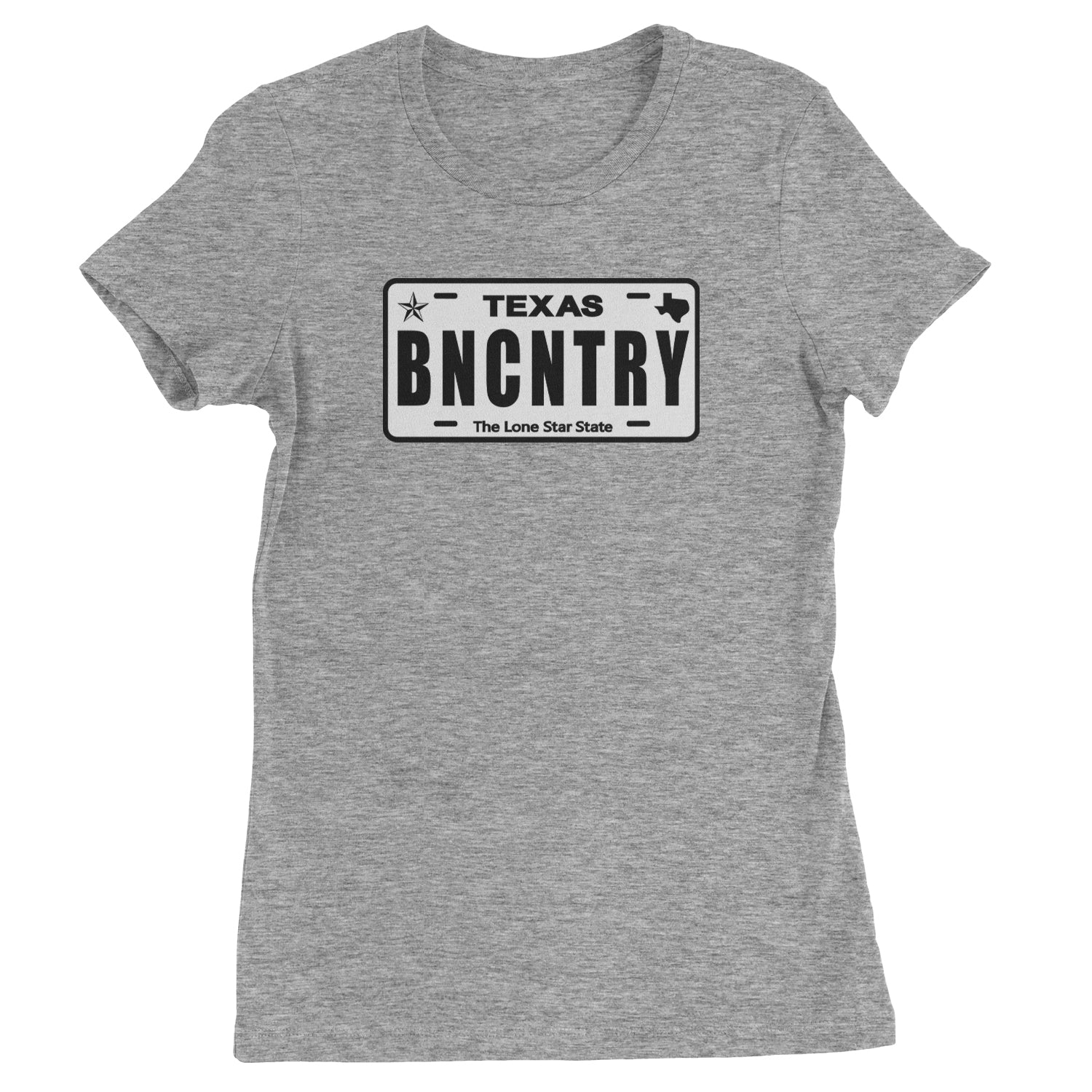 Texas License Plate BNCNTRY  Womens T-shirt Heather Grey