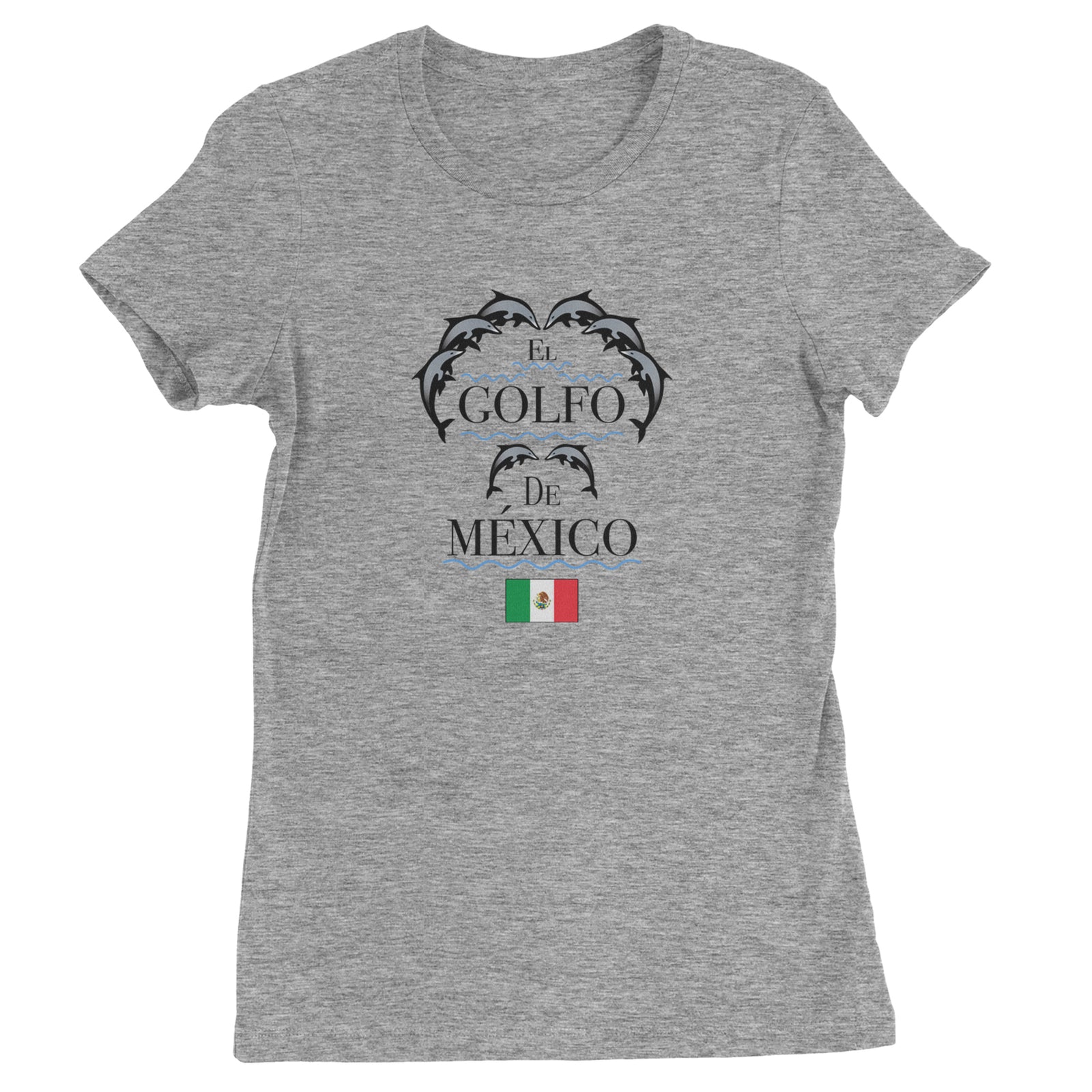 El Golfo De Mexico Dancing Dolphins Womens T-shirt Heather Grey