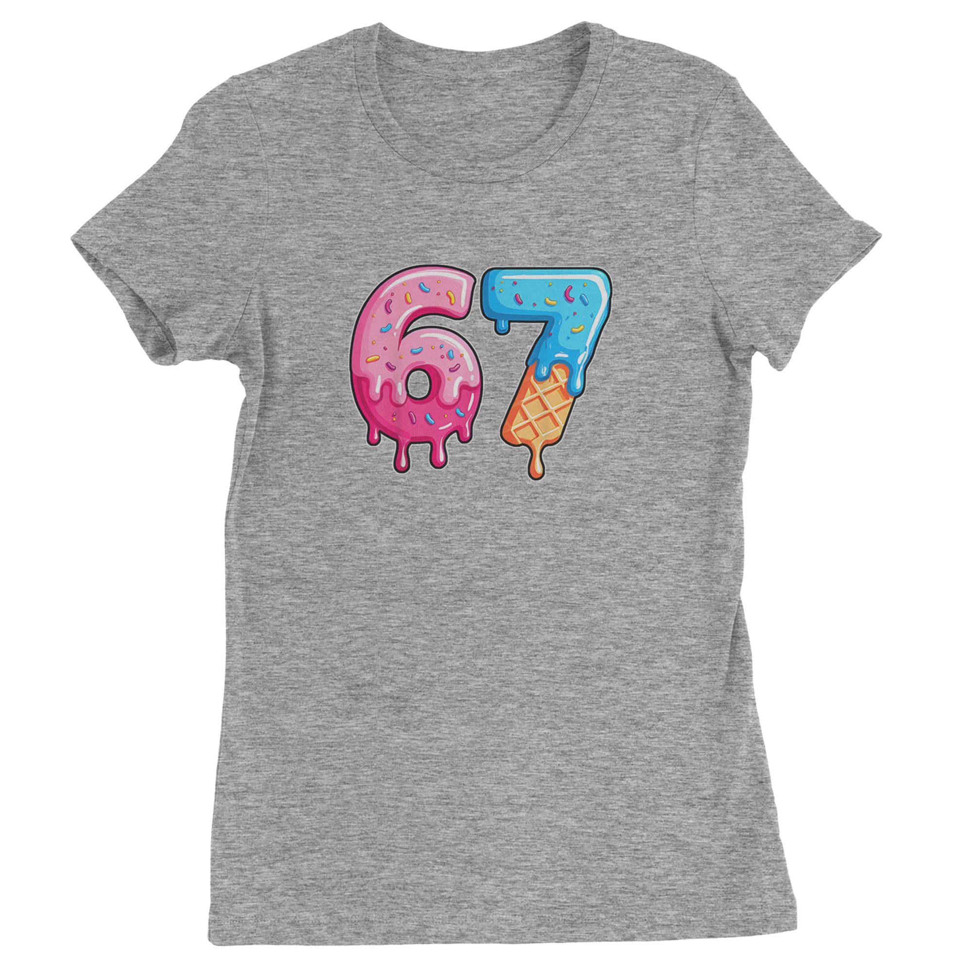 67 Dripping Ice Cream Donut Melt Womens T-shirt Heather Grey