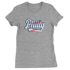 Philly Baseball Stitching Womens T-shirt Heather Grey