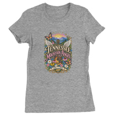 Tennessee Mountain Angel Wings Dolly Womens T-shirt Heather Grey