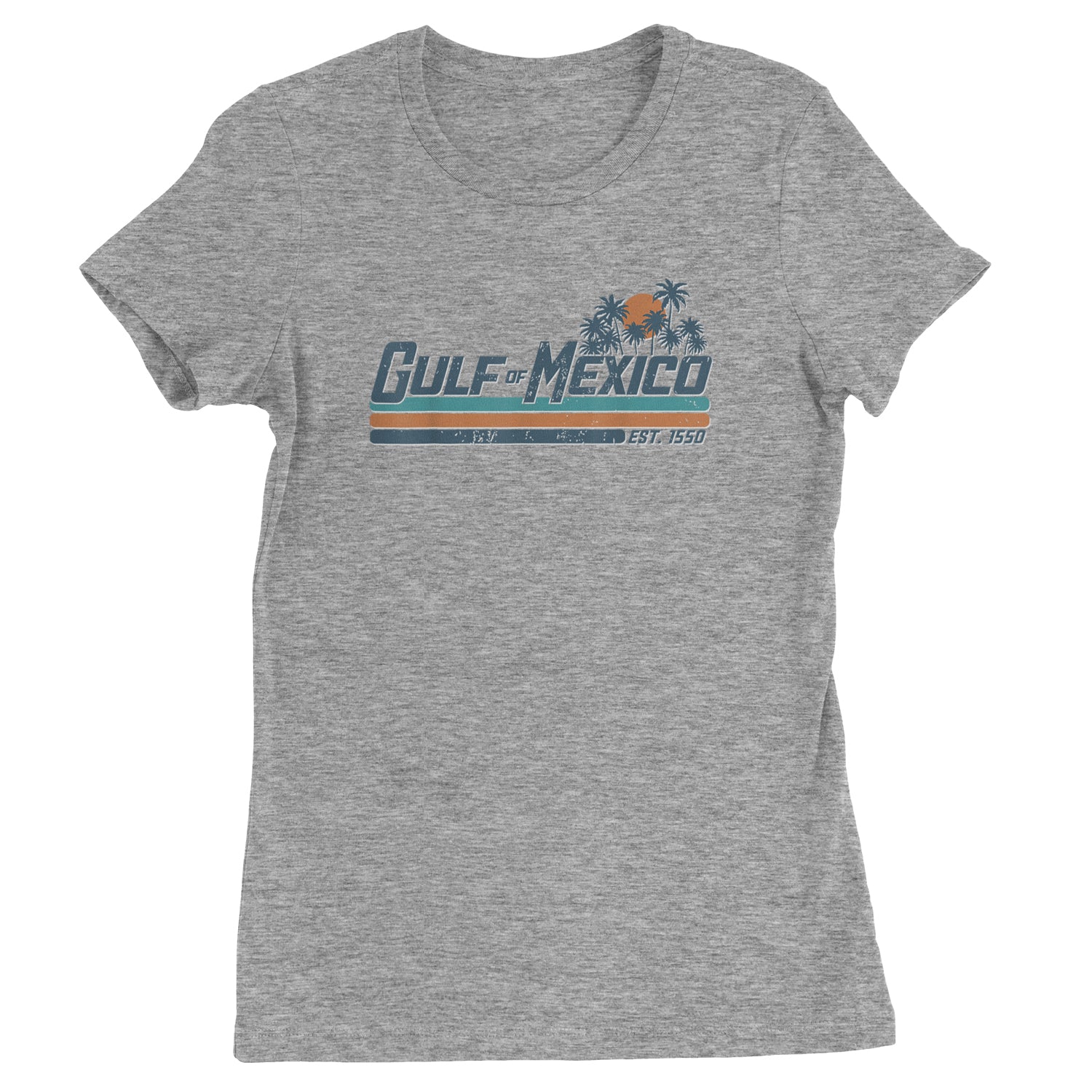 Gulf Of Mexico Established Year 1550 Womens T-shirt Heather Grey