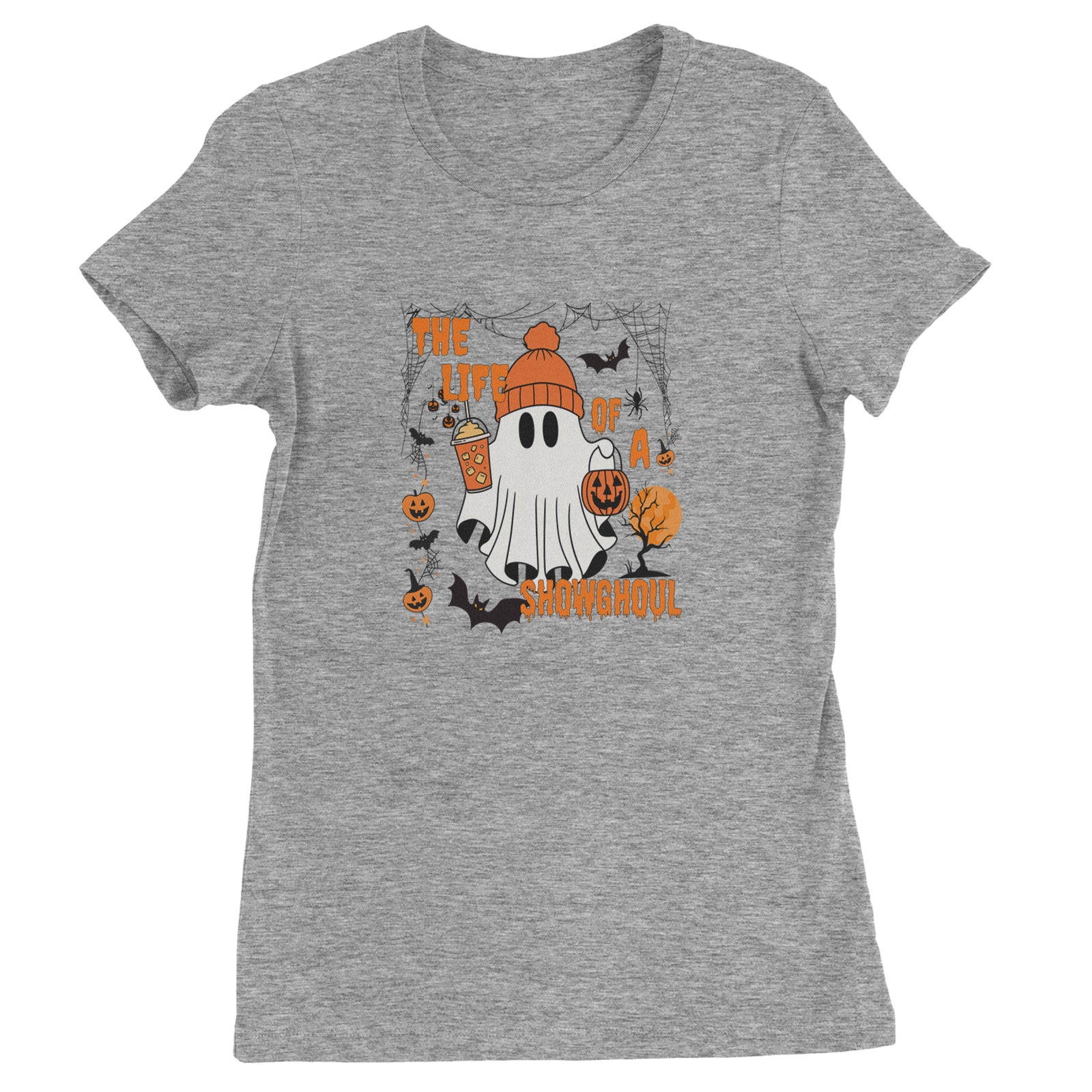 Life of a Showghoul Halloween Showgirl Vibes Womens T-shirt Heather Grey