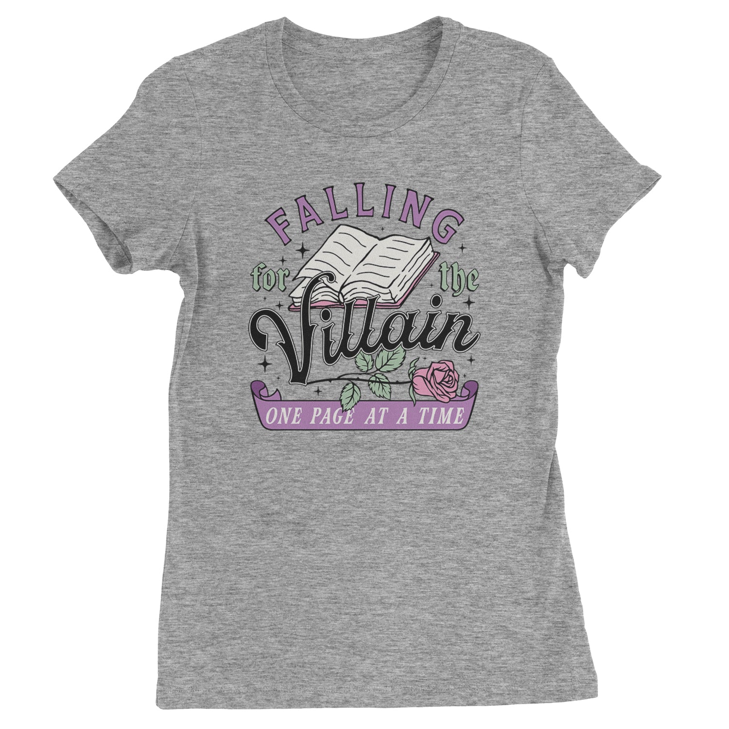 Falling For The Villain One Page At A Time  Womens T-shirt Heather Grey