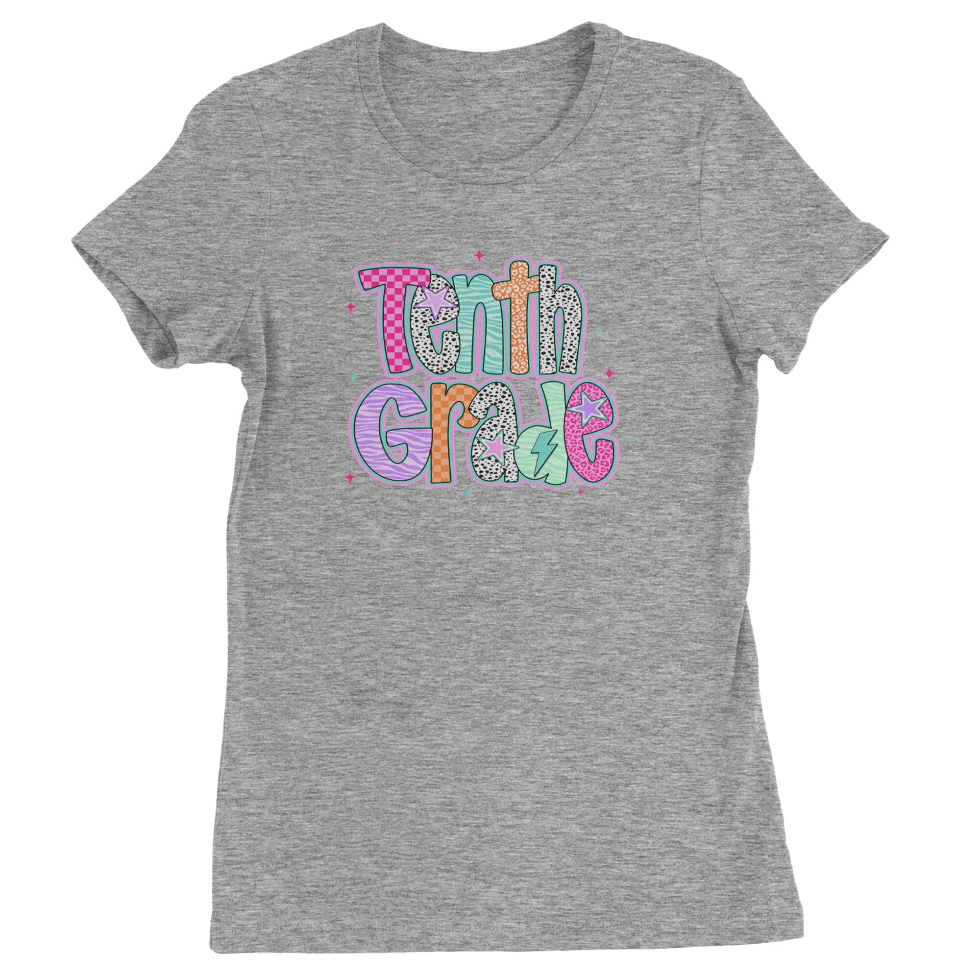 Tenth Grade Trendsetter Colorful Back to School Womens T-shirt Heather Grey