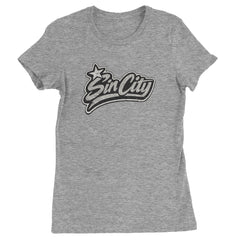 Sin City Vegas Retro Vintage graphic on Women's Heavyweight Cotton T-Shirt in Heather Grey