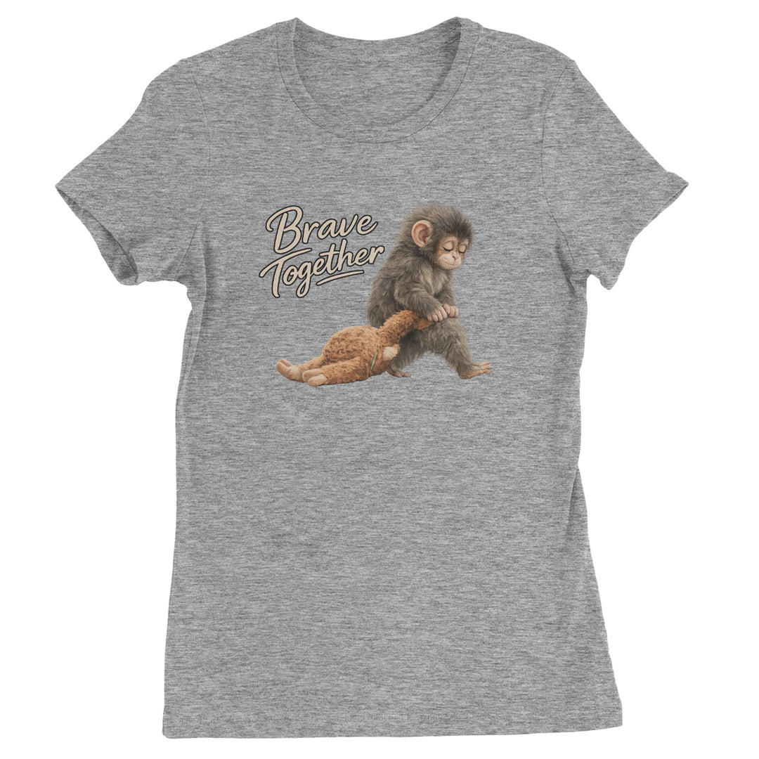 Punch Brave Together Stuffed Animal Womens T-shirt Heather Grey