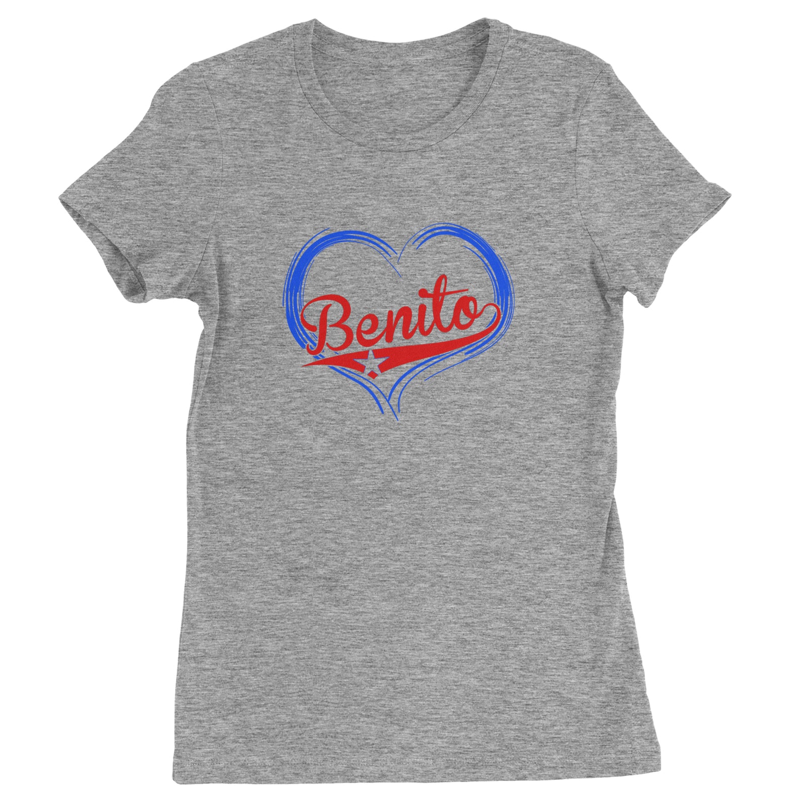 Benito Heart Puerto Rico Womens T-shirt Heather Grey