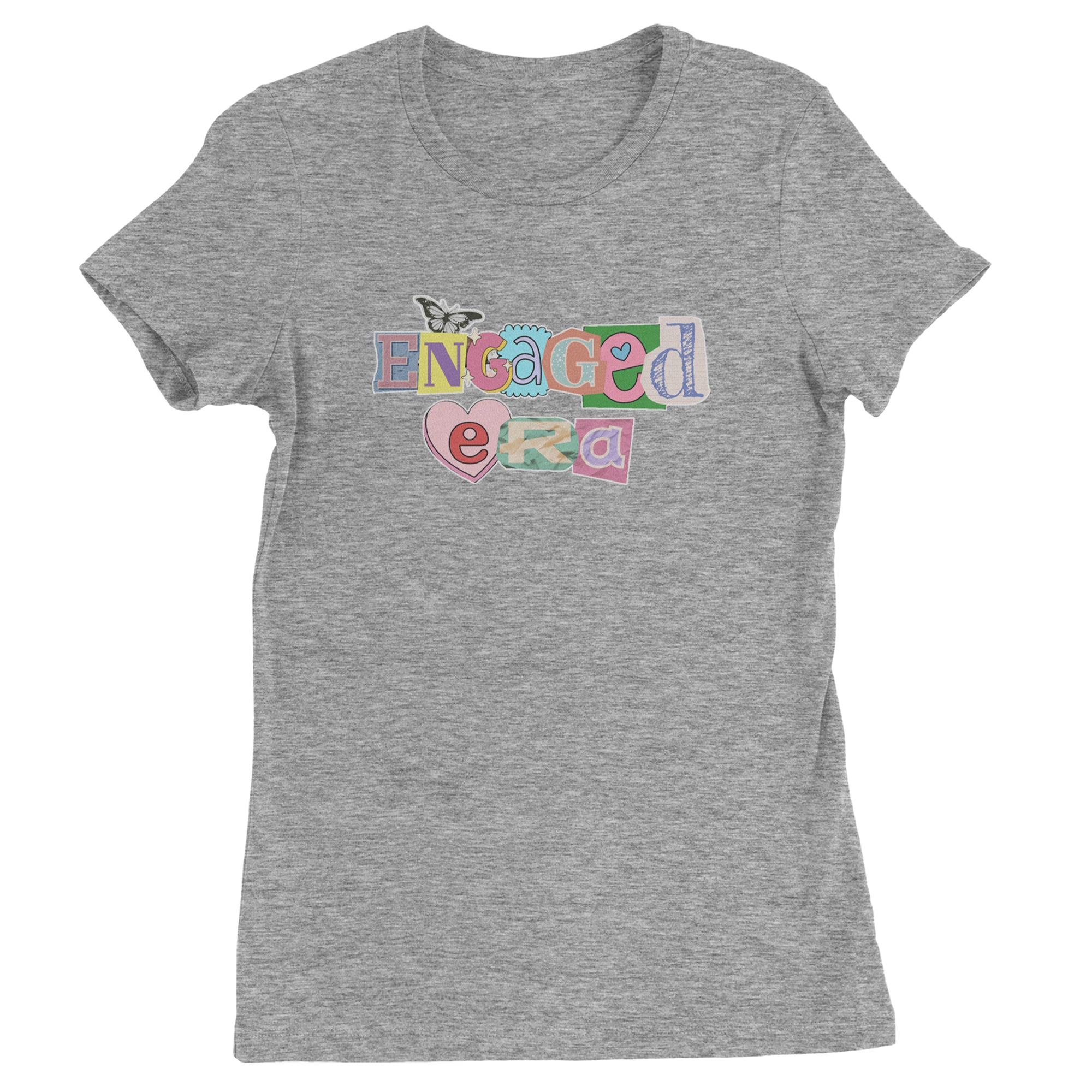 Engaged Era Aesthetic Retro Collage Design Womens T-shirt Heather Grey
