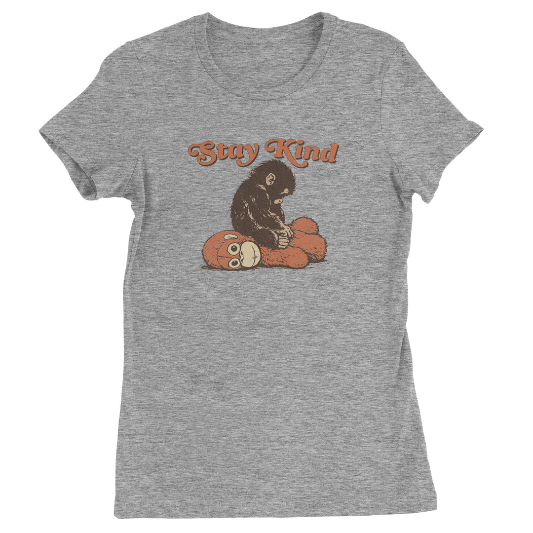 Punch Stay Kind Macaque Womens T-shirt Heather Grey