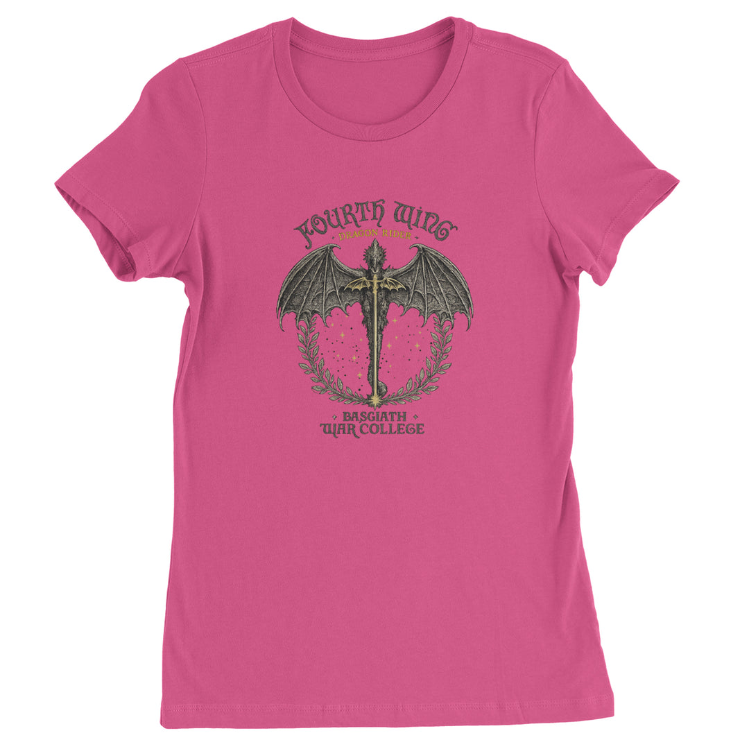 Fourth Wing Dragon Rider Vintage Basgiath War College Womens T-shirt Hot Pink