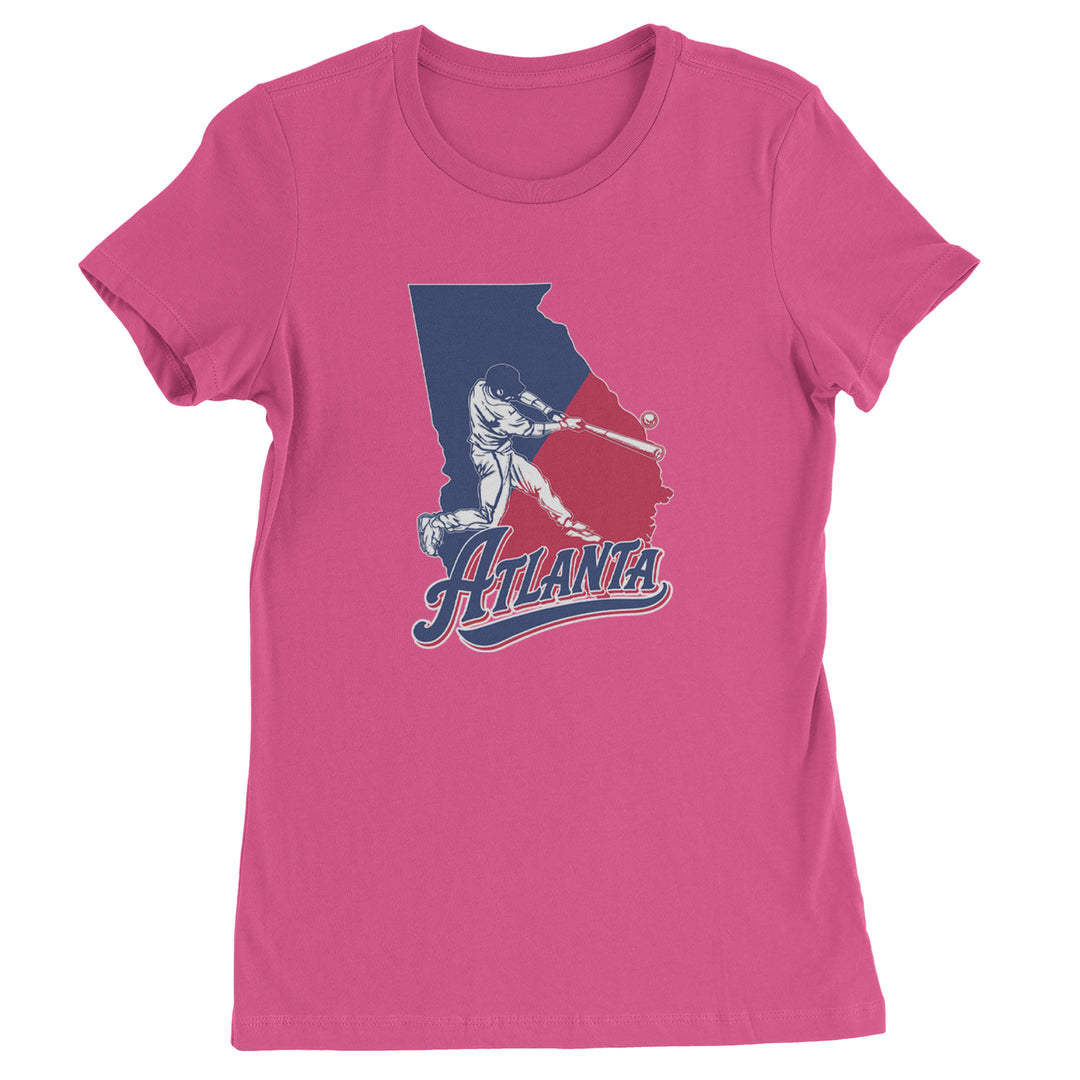 Atlanta Georgia Batter Up Womens T-shirt Hot Pink