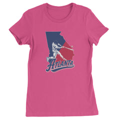 Atlanta Georgia Batter Up Womens T-shirt Hot Pink