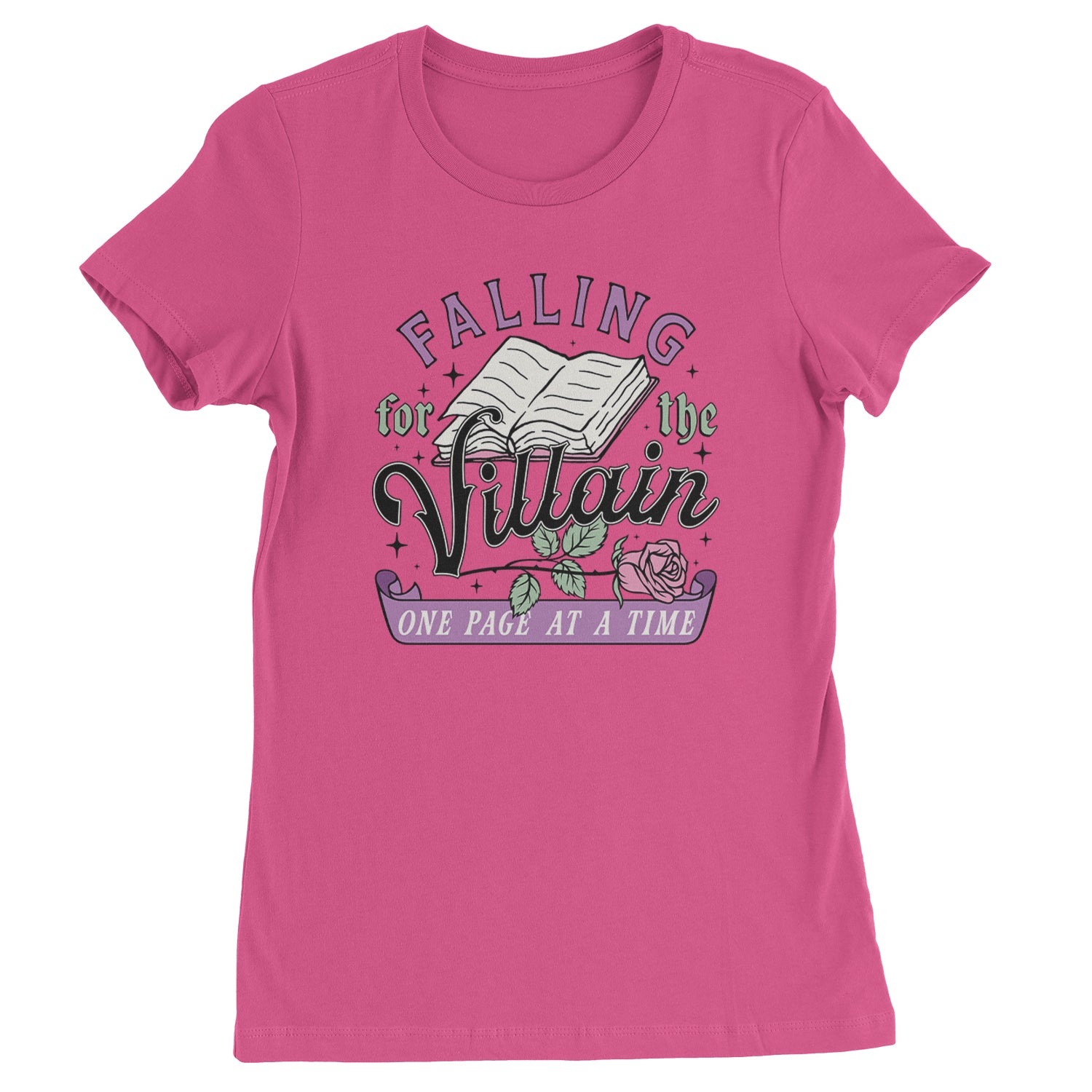 Falling For The Villain One Page At A Time  Womens T-shirt Hot Pink