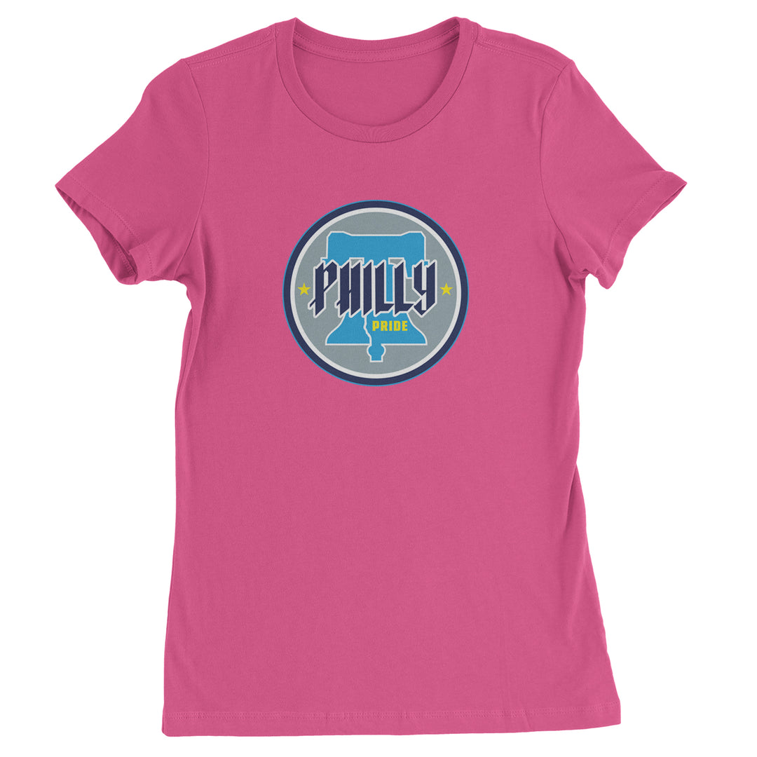 Philly Pride Liberty Bell Womens T-shirt Hot Pink