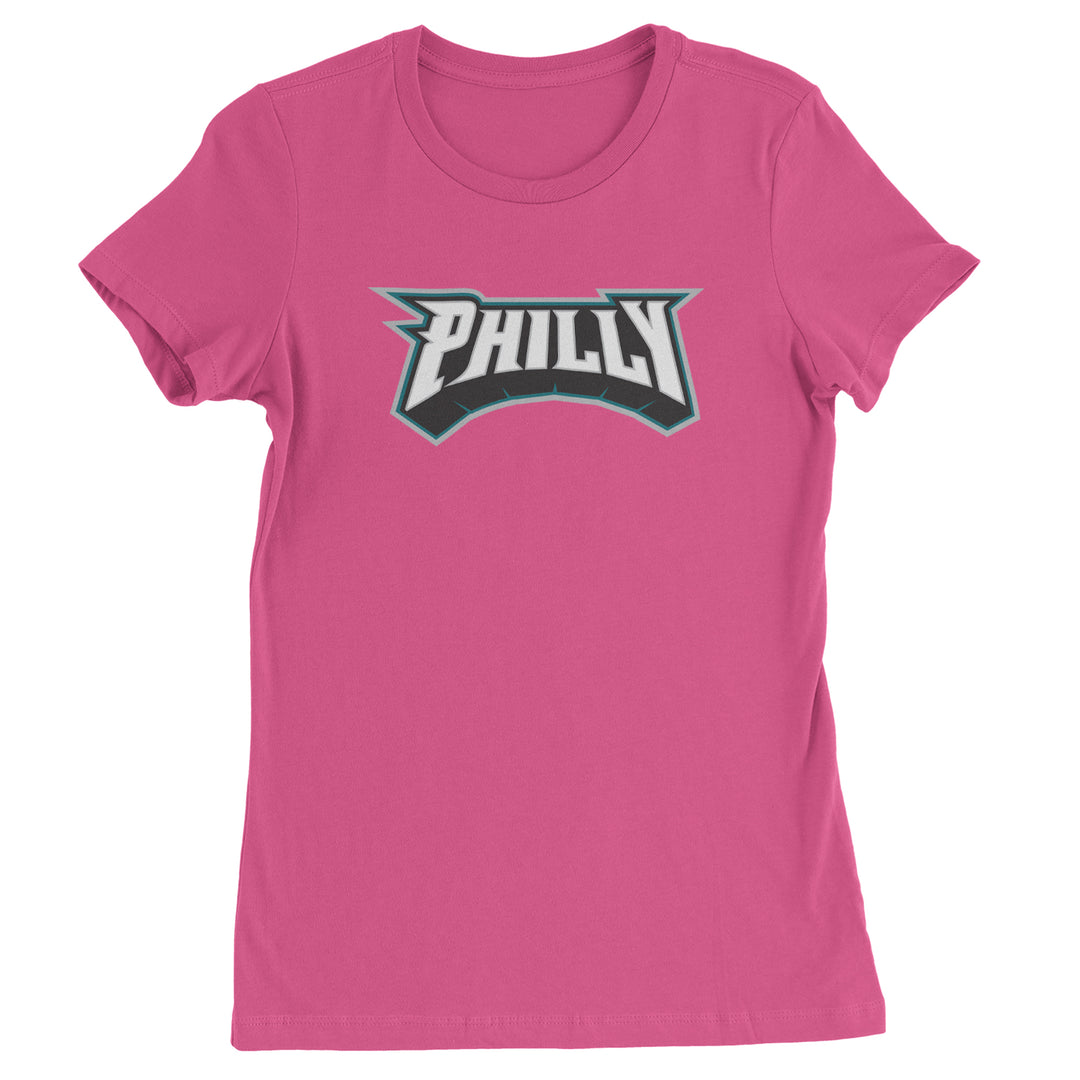 Philly Bold Block Throwback Womens T-shirt Hot Pink