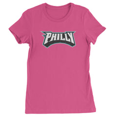 Philly Bold Block Throwback Womens T-shirt Hot Pink