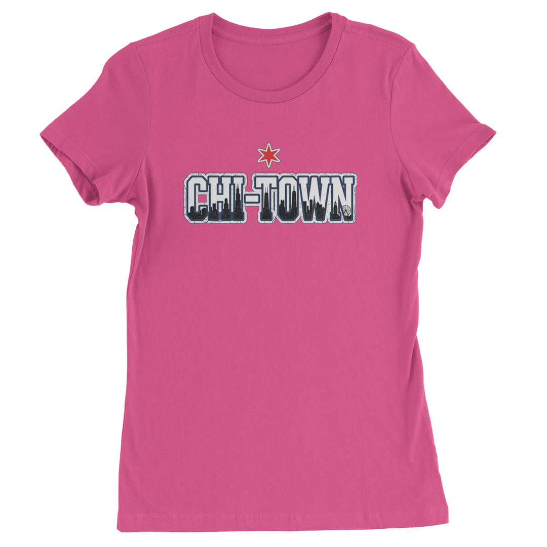 Chicago Chi-Town City Pride Womens T-shirt Hot Pink