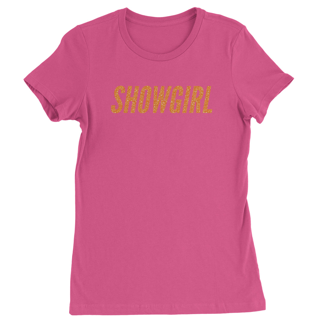 Showgirl Orange Glitter Womens T-shirt Hot Pink