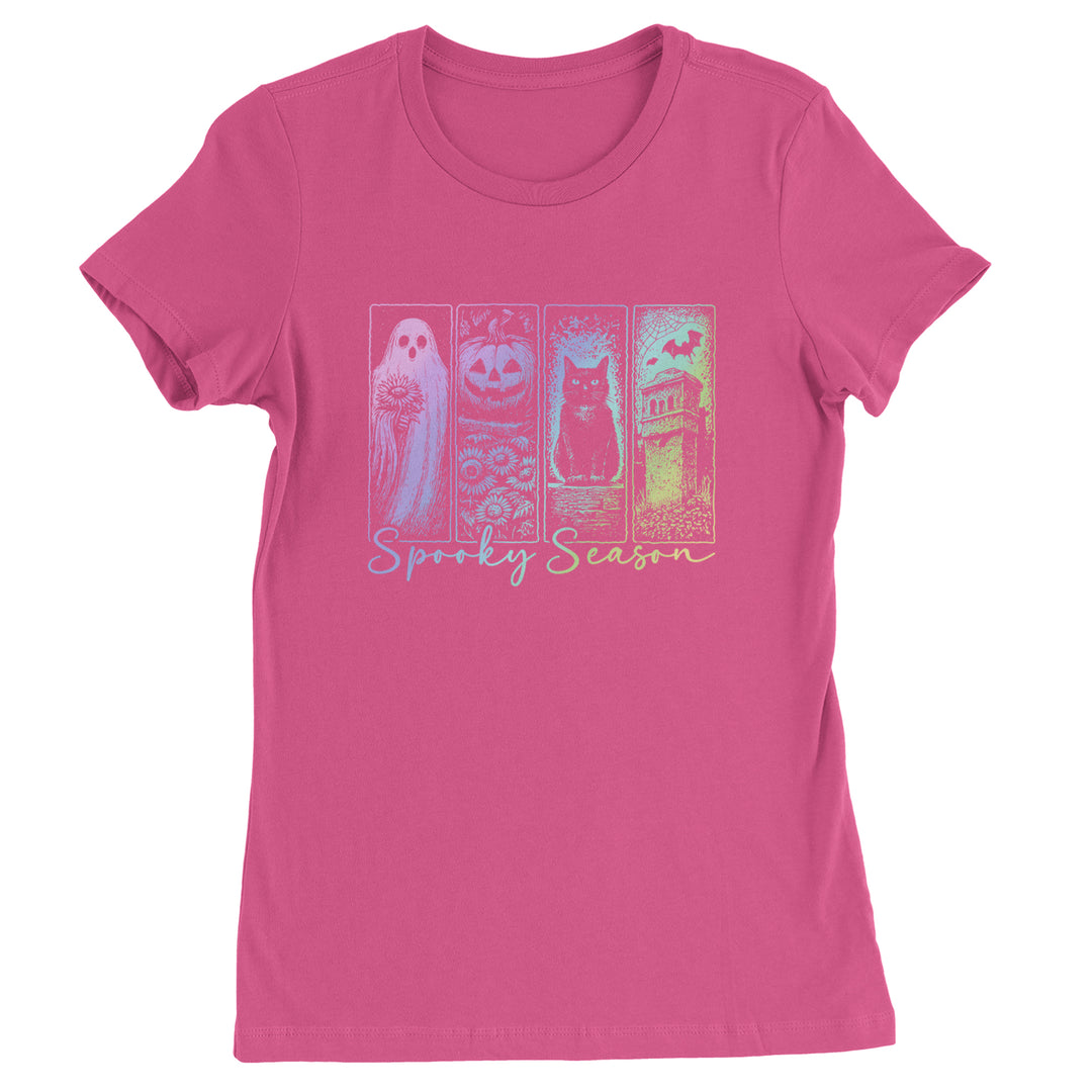 Spooky Season Cute Pastel Halloween Design Womens T-shirt Hot Pink