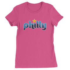 Skyline Philly Philadelphia Womens T-shirt Hot Pink