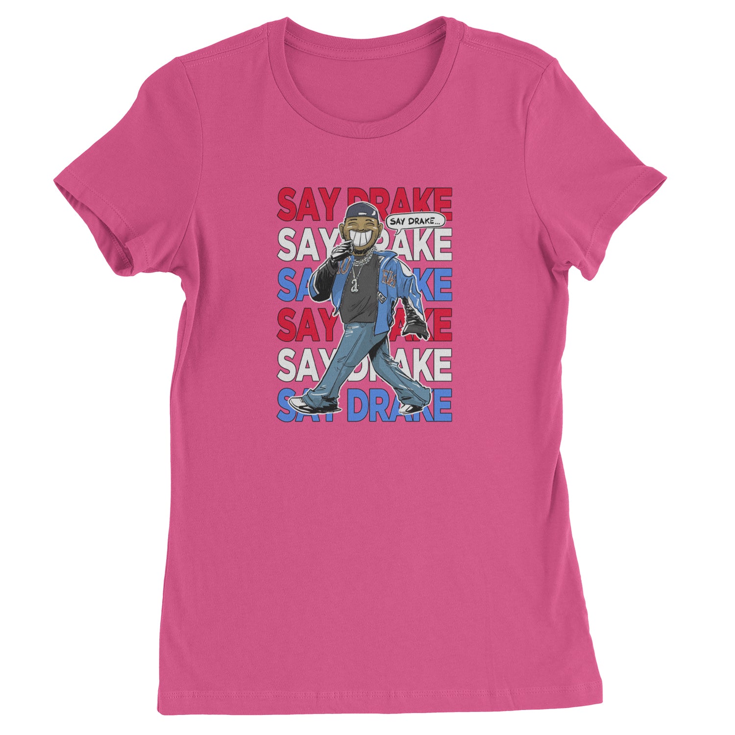 Say Drake Smiling Meme Mustard Womens T-shirt Hot Pink