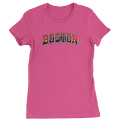Boston City Pride Skyline Womens T-shirt Hot Pink