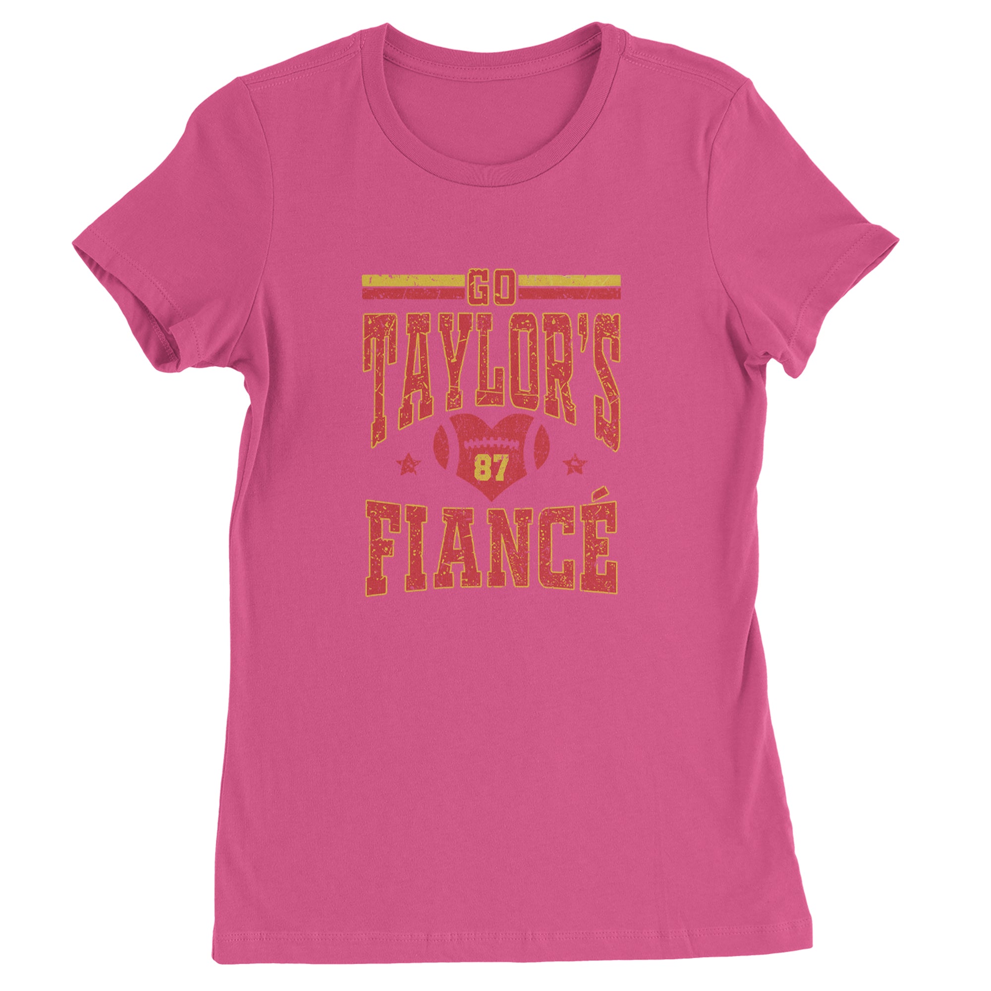 Go Taylor's Fiancé Engagement Game Day Womens T-shirt Hot Pink