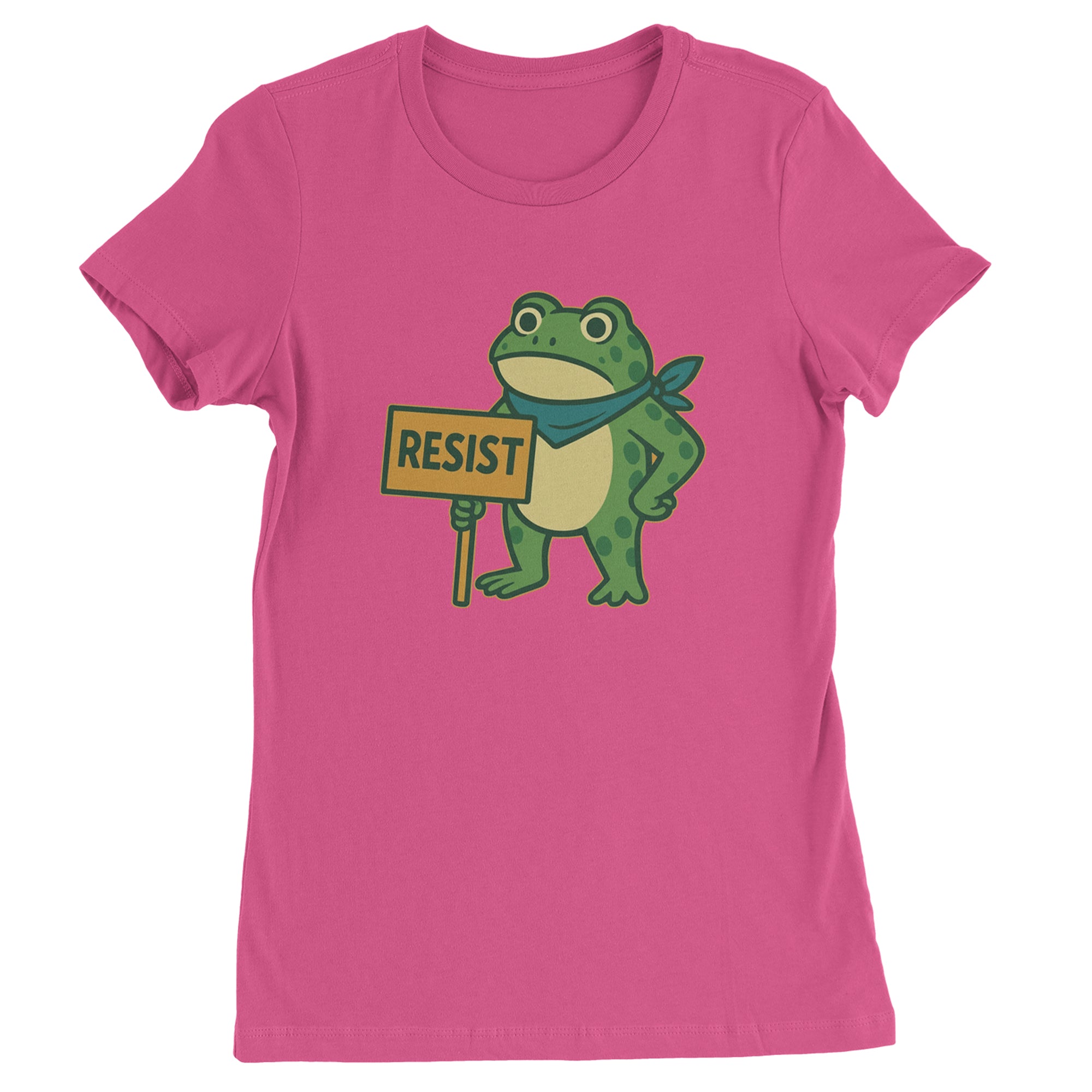 Sign Resist Meme Frog Protest Womens T-shirt Hot Pink