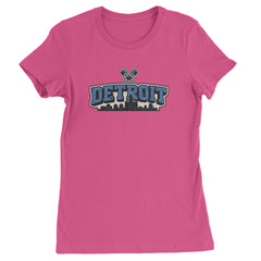 Detroit Motor City Retro Piston Womens T-shirt Hot Pink